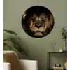 Leeuw - Dieren - Zwart - Portret Wandcirkel behangsticker middel -sfeer2