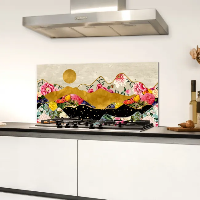 Goud - Bloemen - Print - Abstract - Landschap - Patronen Spatscherm Aluminium klein -sfeer4