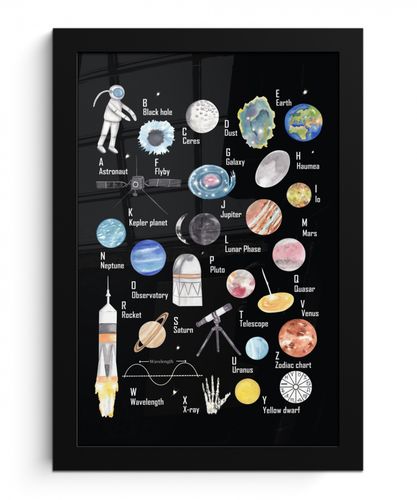 Alfabet - Planeten - Wereldbol - Astronaut - Ruimte - Educatief - Kinderen - Kids