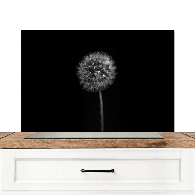 Paardenbloem - Zwart - Bloemen - Botanisch Spatscherm Aluminium middel -3d_zonderpan