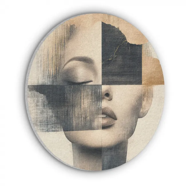 Akoestisch schilderij rond  - Goud - Vrouw - Rechthoeken