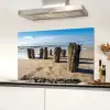 Zand - Strand - Paal - Water - Zomer Spatscherm Aluminium middel -sfeer4