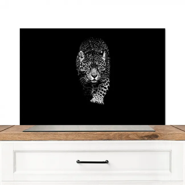 Dieren - Zwart - Luipaard - Wit - Wild Spatscherm Aluminium middel -3d_zonderpan