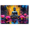 Buddha - Bloemen - Kaarsen - Geel tuinposter los doek groot -3d