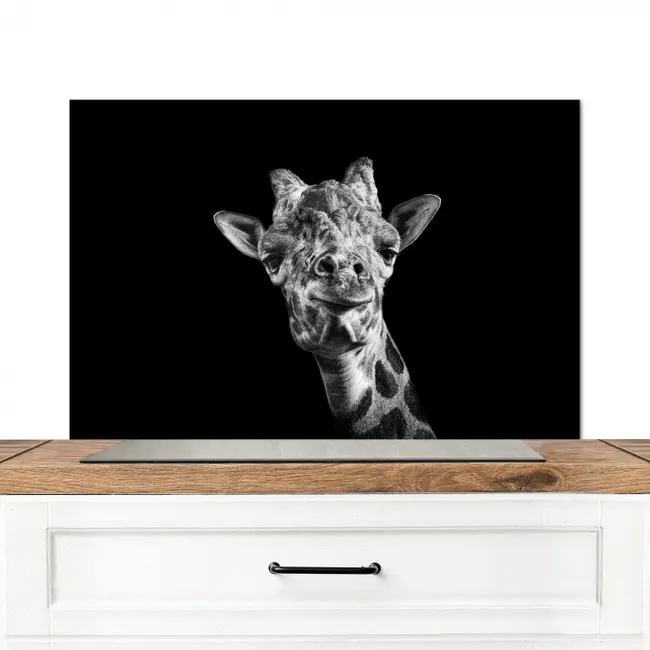 Giraffe - Dier - Zwart - Wit Spatscherm Aluminium middel -3d_zonderpan