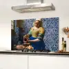 Melkmeisje - Delfts Blauw - Vermeer - Schilderij - Oude meesters Spatscherm Aluminium middel -sfeer4