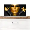 Vrouw - Portret - Goud - Luxe - Zwart Spatscherm Aluminium klein -3d_zonderpan