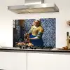 Melkmeisje - Delfts Blauw - Vermeer - Schilderij - Oude meesters Spatscherm Aluminium klein -sfeer4