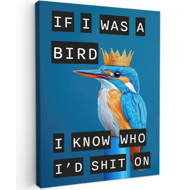 Canvas schilderij - Vogel - Decoratie - Ijsvogel - Blauw