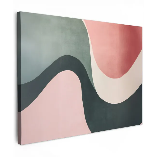 Canvas schilderij - Abstract - Golven - Sierlijk - Roze