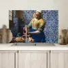 Melkmeisje - Delfts Blauw - Vermeer - Schilderij - Oude meesters Spatscherm Aluminium klein -sfeer2