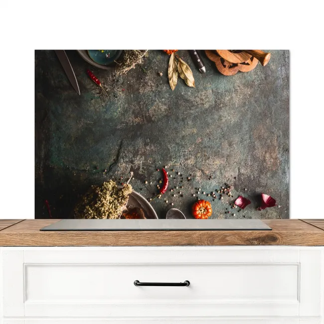 Marmer - Groente - Herfst - Pompoen - Rustiek - Kruiden Spatscherm Aluminium middel -3d_zonderpan