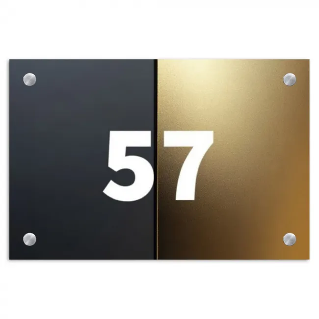 Naambordje voordeur - Rechthoek - Half goud zwart - Traditioneel