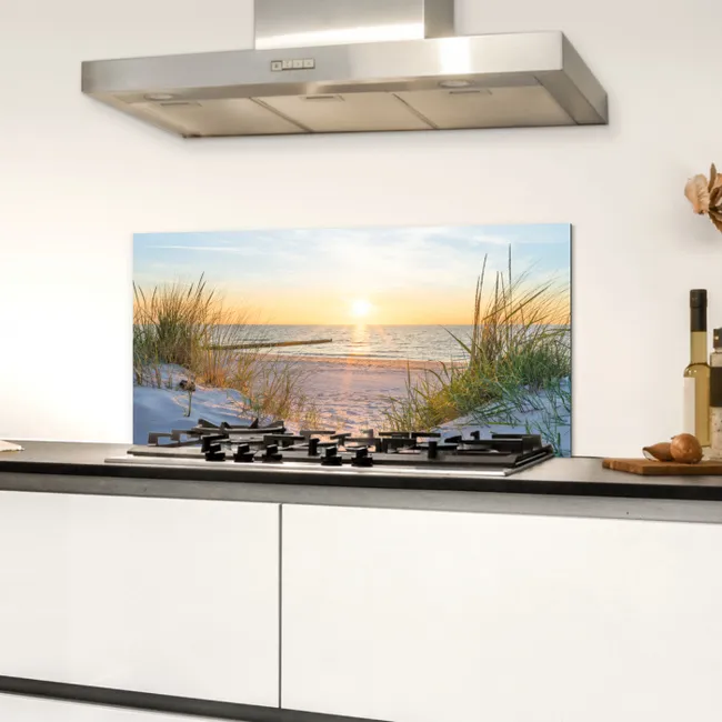 Strand - Zon - Duin - Gras - Zand - Horizon Spatscherm Aluminium klein -sfeer4