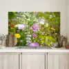Bloemen - Natuur - Groen - Gras - Paars - Wit Spatscherm Aluminium middel -sfeer2