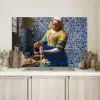 Melkmeisje - Delfts Blauw - Vermeer - Schilderij - Oude meesters Spatscherm Aluminium middel -sfeer2