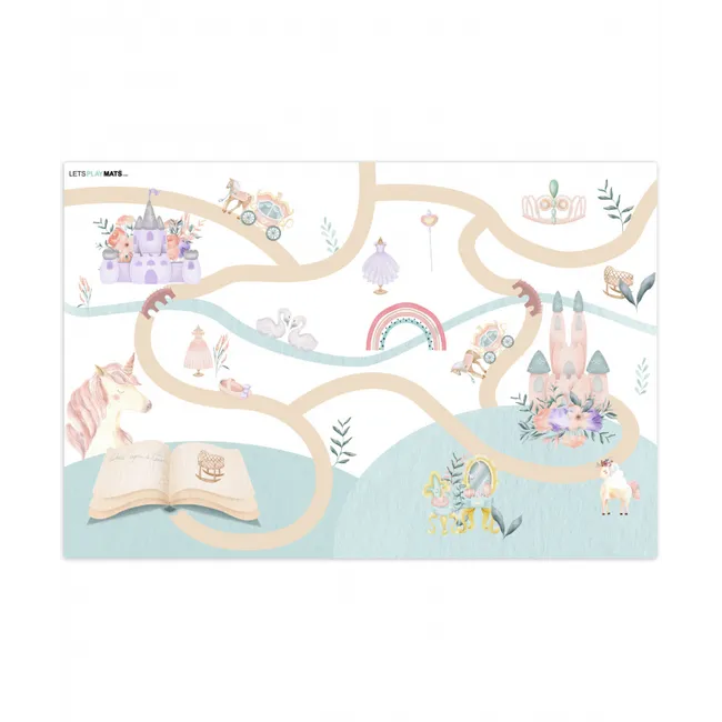 Prinses - Kasteel - Bloemen - Eenhoorn - Meisjes Speelmat klein -3d