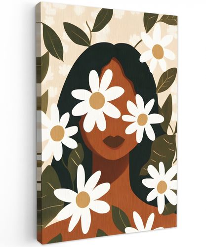 Illustratie - Vrouw - Madeliefjes - Wit