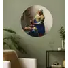 Het melkmeisje - Schilderij van Johannes Vermeer Wandcirkel behangsticker middel -sfeer2