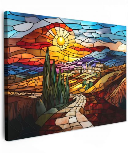 Mozaïek - Zon - Landschap - Dorp