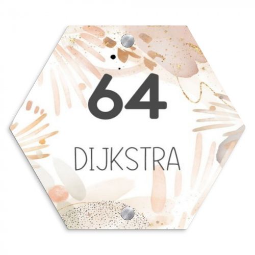 Naambordje voordeur - Hexagon - Abstract beige - Modern