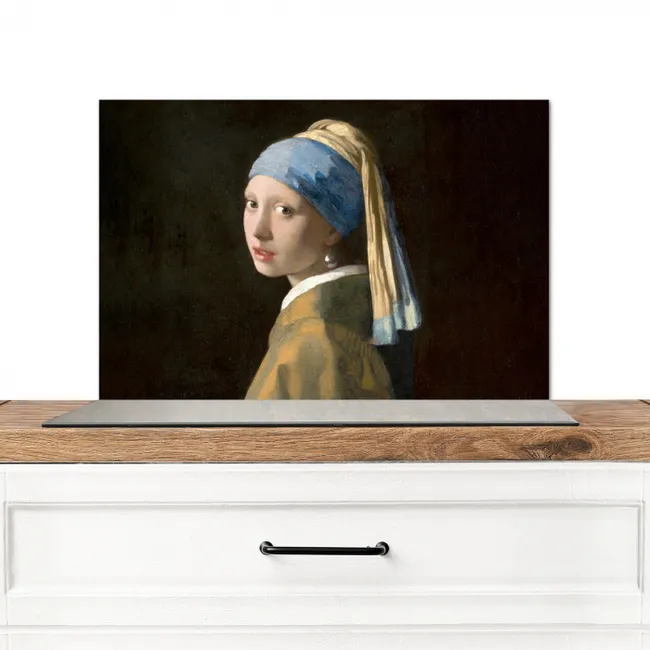 Meisje met de parel - Schilderij - Oude meesters - Vermeer Spatscherm Aluminium klein -3d_zonderpan