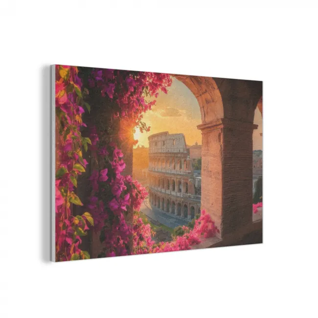 Akoestisch schilderij - Colosseum - Rome - Roze Bloemen