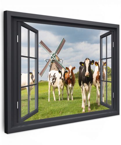 Doorkijk - Koe - Molen - Koeien - Weiland - Gras - Groen
