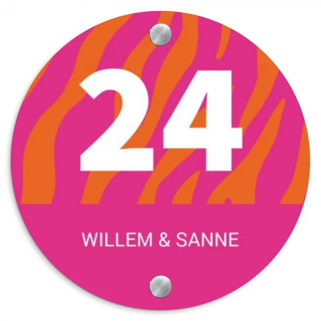 Naambordje voordeur - Rond - Fel - Zebra - Klassiek