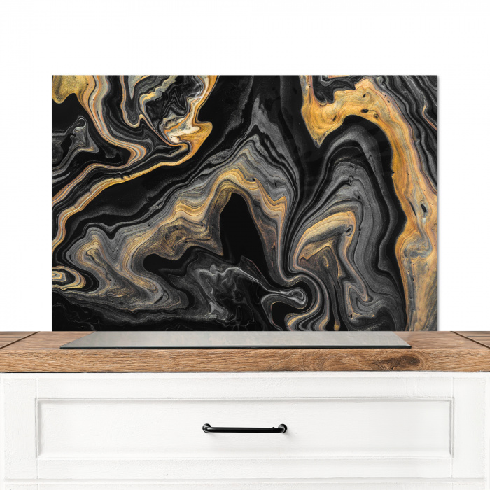 Marmer - Acryl - Goud - Luxe - Abstract Spatscherm Aluminium middel -3d_zonderpan