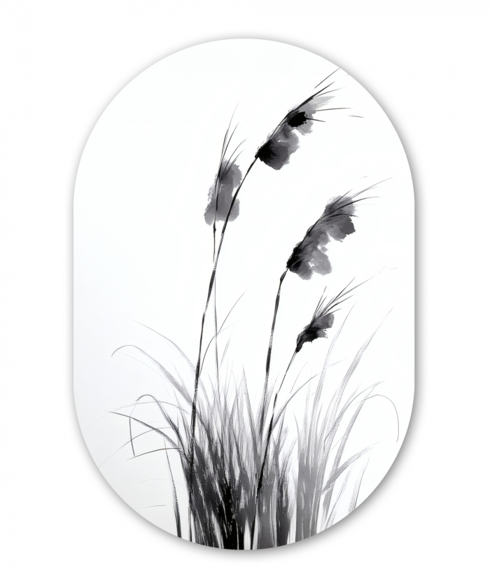 Minimalistisch - Stelen - Wit Wandcirkel Ovaal Aluminium middel -3d