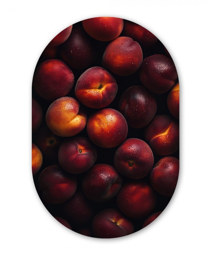 Fruit - Close up - Nectarines Wandcirkel Ovaal Aluminium middel -3d