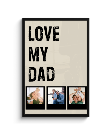 Poster met lijst - Love dad 3 polaroids