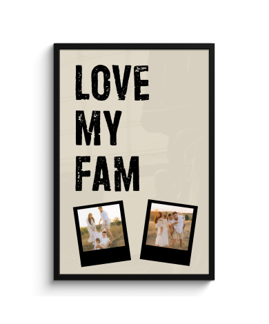 Poster met lijst - Love fam 2 polaroids