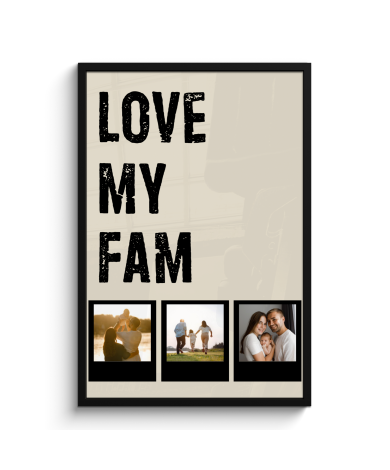 Poster met lijst - Love fam 3 polaroids