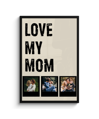 Poster met lijst - Love mom 3 polaroids
