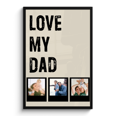 Poster met lijst - Love dad 3 polaroids