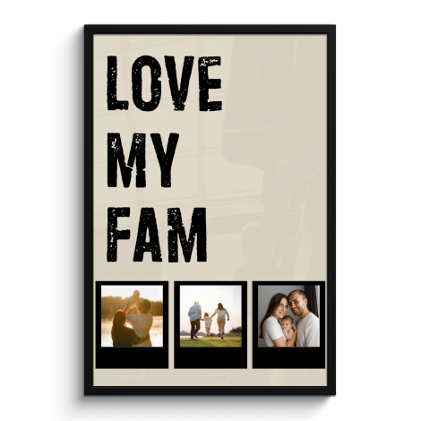 Poster met lijst - Love fam 3 polaroids