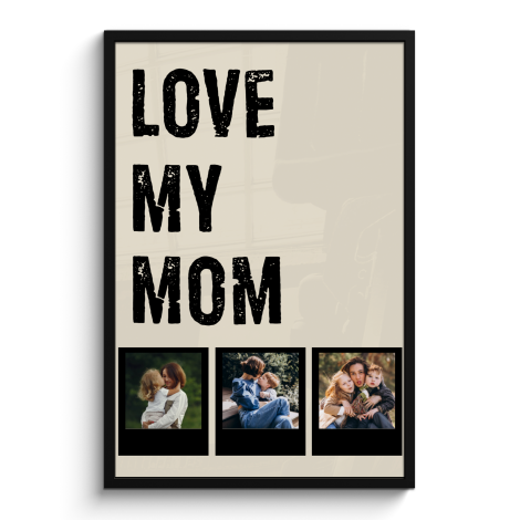 Poster met lijst - Love mom 3 polaroids