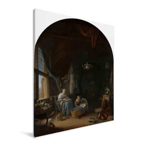 De jonge moeder - Schilderij van Gerrit Dou Canvas 