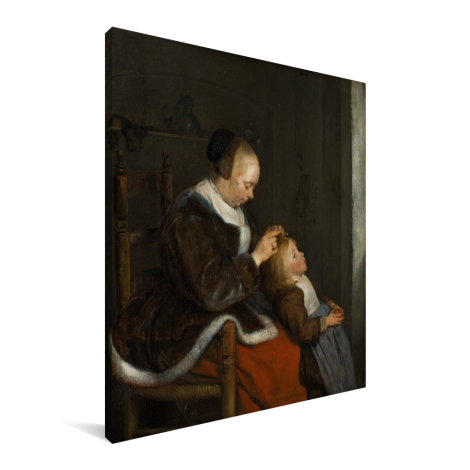 De luizenjacht - Schilderij van Gerard ter Borch Canvas 