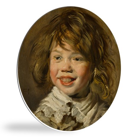 Lachende jongen - Schilderij van Frans Hals wandcirkel 