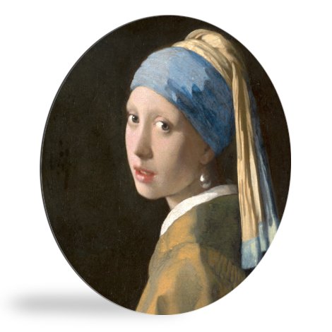 Meisje met de Parel - Schilderij van Johannes Vermeer wandcirkel 