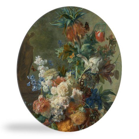 Stilleven met bloemen - Schilderij van Jan van Huysum wandcirkel 