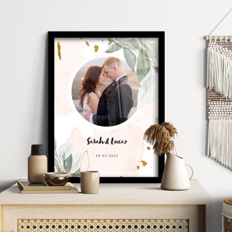 Template met ronde trouwfoto op poster