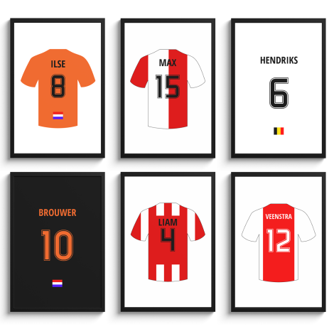 Overzicht van voetbal poster met lijst templates