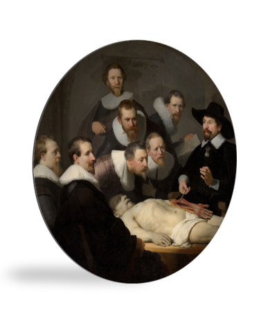 De anatomische les van Dr Nicolaes Tulp - Schilderij van Rembrandt van Rijn wandcirkel 