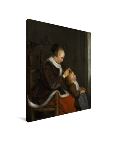 De luizenjacht - Schilderij van Gerard ter Borch Canvas 