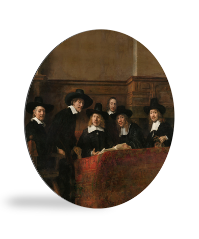 De staalmeesters - Schilderij van Rembrandt van Rijn wandcirkel 