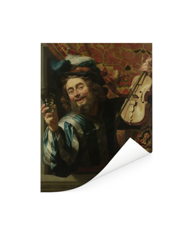 Een vrolijke vioolspeler - Schilderij van Gerard van Honthorst Poster